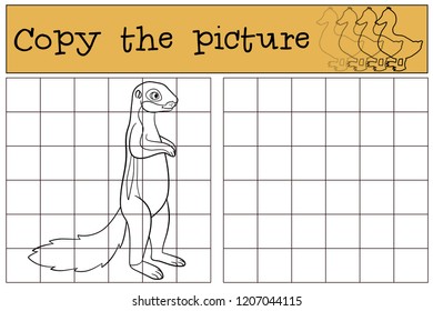 Educational game: Copy the picture. Little cute xerus stands and smiles.