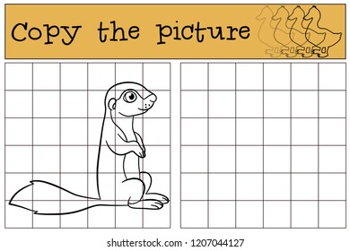 Educational game: Copy the picture. Little cute baby xerus smiles.