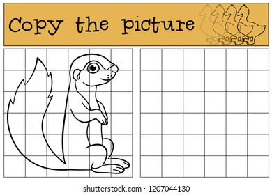 Educational game: Copy the picture. Little cute baby xerus smiles.
