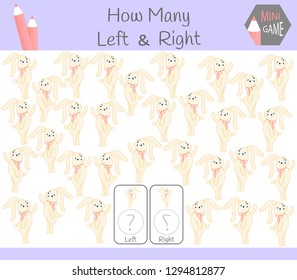 Educational Game of Counting Left and Right Oriented Pictures for Children with hare