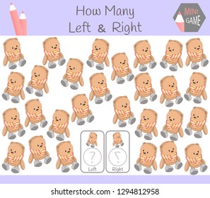 Educational Game of Counting Left and Right Oriented Pictures for Children with bear