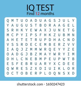 Educational Game find 12 hidden months  / worksheet