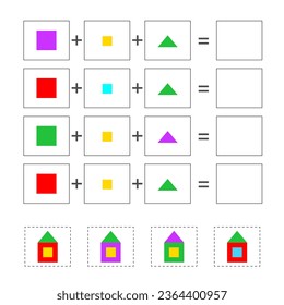 Educational game for kids. Connect the parts. Children activity page. Worksheet. Vector.