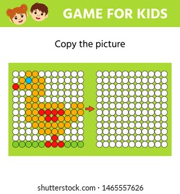 Educational game for kids. Copy the picture. Learning symmetry for preschool children and kids. Cartoon duck. Printable worksheet. Vector Illustration