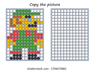 Educational game for kids. Copy the picture. Learning symmetry for preschool children and kids. Cartoon men. Printable worksheet. Vector Illustration
