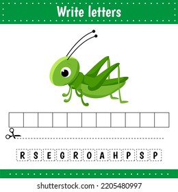 Educational Game Kids Crossword Grasshopper Insect Stock Vector Educational Game Kids Crossword Grasshopper Insect Stock Vector