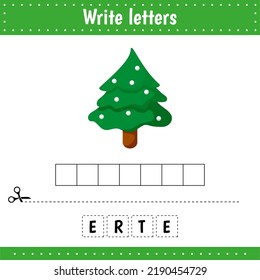 Educational game for kids. Crossword tree. Guess the word. Education developing worksheet. Learning game for kids. Activity page. Riddle for preschool kids.