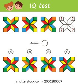 Educational game for kids for development logic test iq. Task game what comes next? Children funny riddle entertainment. Vector illustration