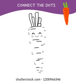 Educational game for kids. Dot to dot game for children. Cartoon carrot. 