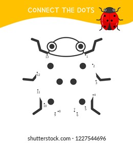 Educational game for kids. Dot to dot game for children. Cartoon insects.
