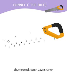 Educational game for kids. Dot to dot game for children. Cartoon tools.