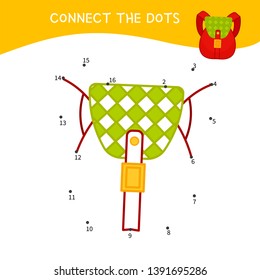 Educational game for kids. Dot to dot game for children. Cartoon backpack.