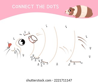 Educational game for kids. Dot to dot game for children. Vector illustration of a cute cavy
