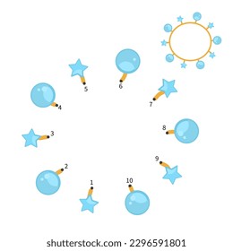 Educational game for kids. Dot to dot game for children. Cartoon illustration of bracelet.