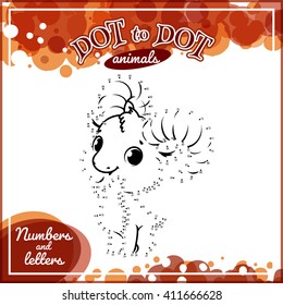 Educational game for kids: Dot to Dot. Connect the dots puzzle. Worksheet for class or at home with the kids.