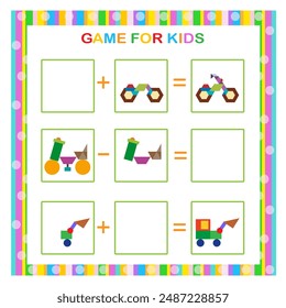 Educational game for kids. Find and draw the missing parts. Children activity page. Worksheet