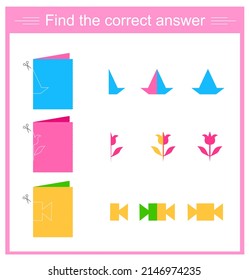 Educational game for kids. Need to find the correct answer. For websites and for printing. Vector illustration.