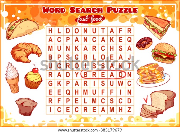 Educational Game Kids Word Search Word Stock Vector (Royalty Free