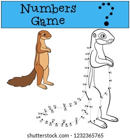 Educational game: Numbers game with contour. Cute xerus smiles.