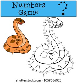 Educational game: Numbers game with contour. Little cute viper smiles.