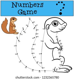 Educational game: Numbers game with contour. Little cute baby xerus.