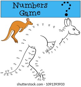 Educational game: Numbers game. Cute kangaroo runs and smiles.