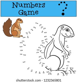 Educational game: Numbers game. Cute xerus smiles.