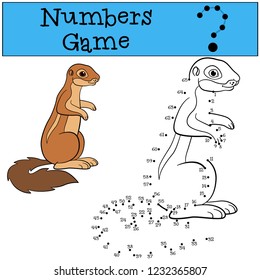 Educational game: Numbers game. Cute xerus smiles.
