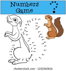 Educational game: Numbers game. Cute xerus smiles.