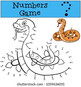 Educational game: Numbers game. Little cute viper smiles.