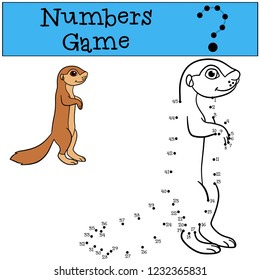 Educational game: Numbers game. Little cute baby xerus smiles.