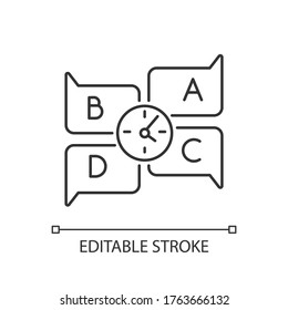 Educational Game Pixel Perfect Linear Icon. Traditional Game, Trivia Night Thin Line Customizable Illustration. Contour Symbol. Party Entertainment. Vector Isolated Outline Drawing. Editable Stroke