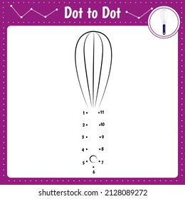 Educational game for preschool children. Vector illustration. Connect the dots. Whisk