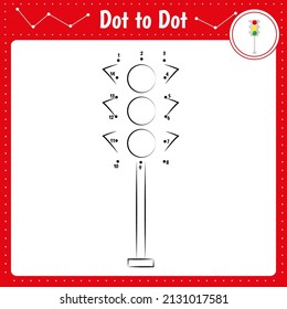 Educational game for preschool children. Vector illustration. Connect the dots. Traffic lights