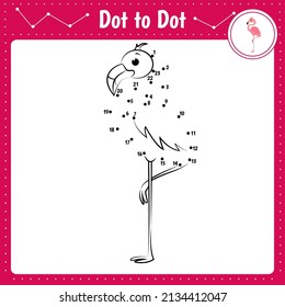 Educational game for preschool children. Vector illustration. Connect the dots. Flamingo