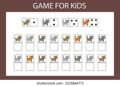 Educational game for preschool children. Vector illustration. Enter the desired character in the cells in accordance with the picture.
