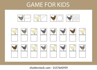 Juego educativo para niños de preescolar. Ilustración vectorial. Introduzca el carácter deseado en las celdas de acuerdo con la imagen.