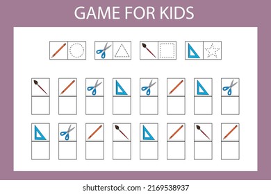 Juego educativo para niños de preescolar. Ilustración vectorial. Introduzca el carácter deseado en las celdas de acuerdo con la imagen.