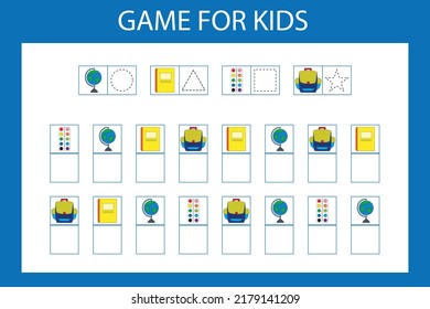 Juego educativo para niños de preescolar. Ilustración vectorial. Introduzca el carácter deseado en las celdas de acuerdo con la imagen.