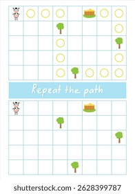 Educational game Repeat the path for spatial development with cow