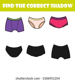 Educational game for school and preschool children. Matching game. Find the correct shadow. 