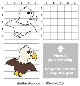 Educational game with simple game level - copy the picture. Eagle bird