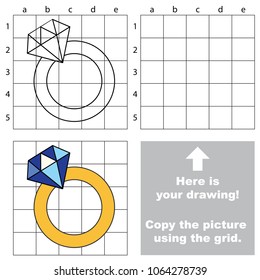 Educational game with simple game level - copy the picture. sapphire stone golden ring