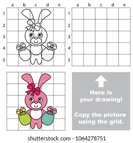 Educational game with simple game level - copy the picture. Easter bunny