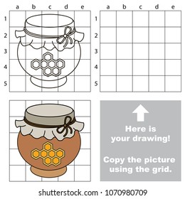 Educational game with simple game level - copy the picture. Clay Honey Pot