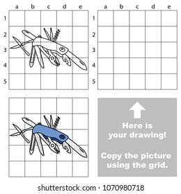 Educational game with simple game level - copy the picture. Army Knife Multitool