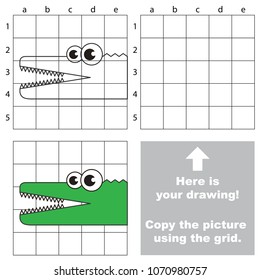 Educational game with simple game level - copy the picture. The head of Alligator