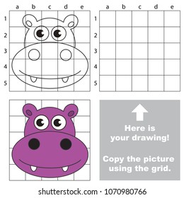 Educational game with simple game level - copy the picture. The head of Hippo