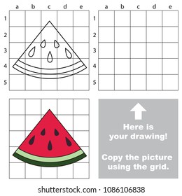 Educational game with simple game level - copy the picture. Watermelon Quarter