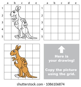 Educational game with simple game level - copy the picture. Kangaroo Mom and her Infant